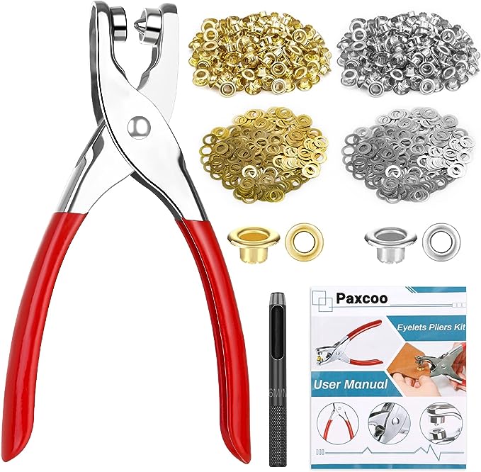 1203Pcs Grommet Tool Kit with Eyelet Pliers, PAXCOO 1/4 Inch Fabric Grommet  Kit with Fabric Eyelets Grommets, Washers and Hole Punch Grommet Hand Press  kit for Fabric/Leather/Belt/Shoes/Cloths – M+H Designs