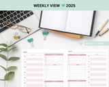 2025 Planner for Busy Moms – Family Events, Meal Planning, To-Do Lists & Weekly View | Customizable Fillable PDF