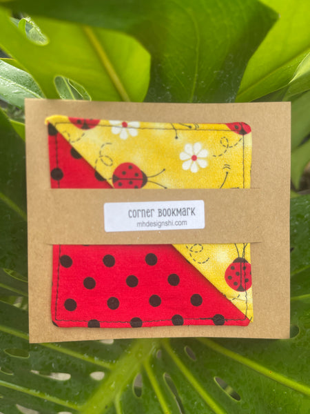 Fabric Corner Bookmarks: Unique Page Holders for Book Lovers: Ladybugs
