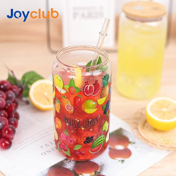 Joyclub 8 Pack Sublimation Glass Cups Blanks with Bamboo Lid 16 OZ Frosted  Glass Beer Cans Mason Jar for Iced Coffee Juice Soda Drinks