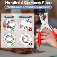 1203Pcs Grommet Tool Kit with Eyelet Pliers, PAXCOO 1/4 Inch Fabric Grommet Kit with Fabric Eyelets Grommets, Washers and Hole Punch Grommet Hand Press kit for Fabric/Leather/Belt/Shoes/Cloths